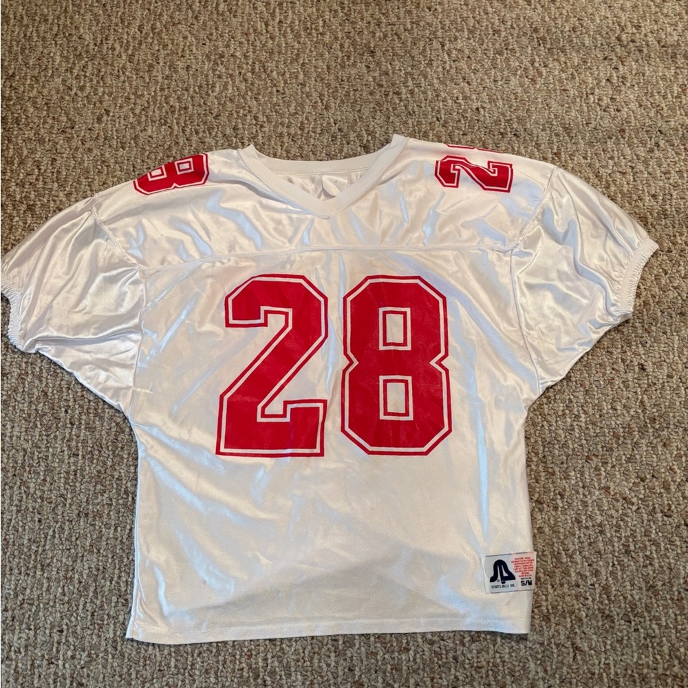 White Football Jersey with Red Number